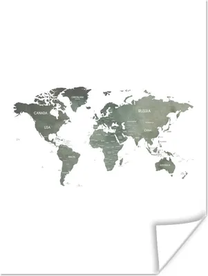 Obrázok produktu pre MuchoWow® Plagát - Mapa sveta - Zelená - Krajiny - 30x40