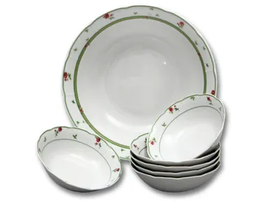 Image de Menuet, set de compote, rose, vert, Thun, 7 pièces