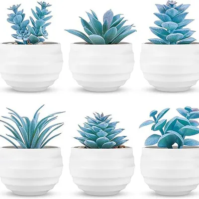 Imagen del producto de Juego de plantas artificiales, 6 unidades, 12,7 cm, decoración para oficina y hogar