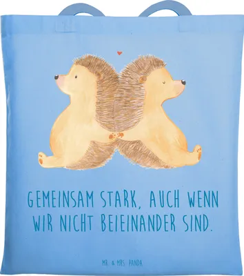 Produktbild von Mr. & Mrs. Panda einkaufsshopper Trennung von den Eltern - Sky Blue - Geschenk, Tote Bag, Laptoptasche, Trost, Hoffnung, Jutebeutel, Bestärkung, Trostspender, Tasche