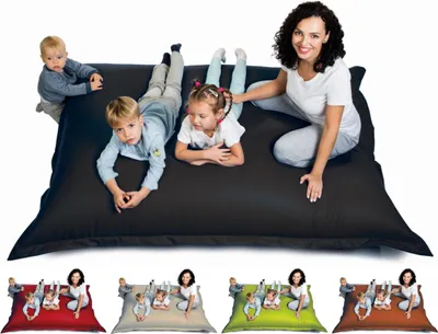 Produktbild von sunnypillow XXL Sitzsack Sitzkissen aus Kunstleder Outdoor & Indoor 180 x 145 cm mit 380L Styropor Füllung Sessel für Kinder & Erwachsene Sofa Beanbag viele Farben und Größen zur Auswahl Schwarz
