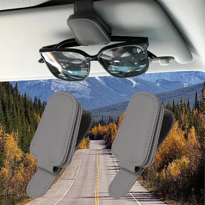 Productafbeelding van TIESOME, 2 stuks zonnebrilhouder voor auto, magnetische lederen zonnebrilhouderclip voor zonneklep, autozonnebrilhouder, accessoire voor auto