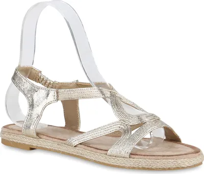 Produktbild von VAN HILL Damen Riemchensandalen Sandalen Bast Cut-Outs Schuhe 840925, Farbe: Gold, Größe: 37