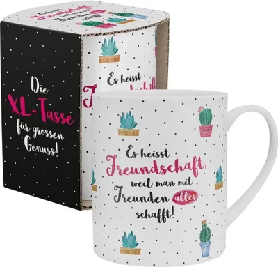 Produktbild von Die Geschenkewelt XL-Tasse 46215 "Es heisst Freundschaft, weil man mit Freunden alles schafft!"