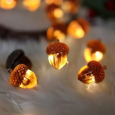 Produktbild von Dekorative Lichterkette mit Eichel-Feen, Erntedankfest-Dekoration, Herbstgirlande, niedliche Neuheitslichter, 30 LEDs, 3 m, batteriebetrieben, für Schlafzimmer, Hochzeit, Geburtstag, Erntedankfest-Dekoration