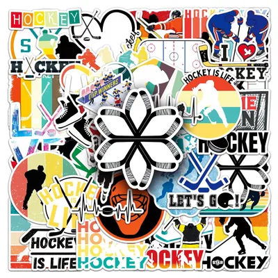 Productafbeelding van Set van 50 ijshockeystickers - Vinyl, waterproof, voor diverse oppervlakken