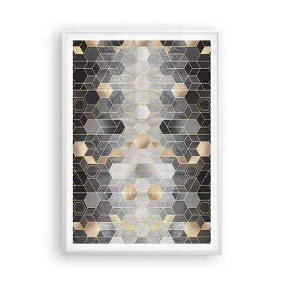 Produktbild von Gerahmtes Poster - Weißer Rahmen - Geometrisch Abstraktion Sechsecke - 70x100 cm - Wand Bild - Wanddeko - Wandbilder - Kunstposter - Wandposter - Bilderrahmen - Bilder - Kunstdruck - P2WPA70x100-4776