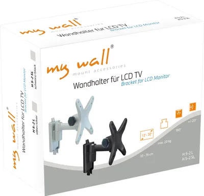 Image de My Wall Support mural pour TV LCD pour écrans 13" - 30" (33 - 76 cm) Charge jusqu'à 20 kg noir