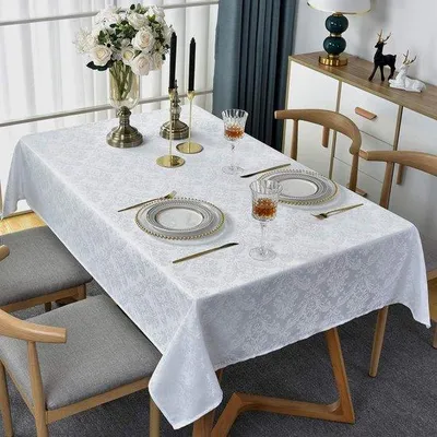 Produktbild von Weiches 132x132cm weißes Polyester-Tafelkleed wasserdicht
