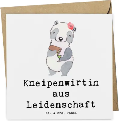 Produktbild von Mr. & Mrs. Panda Glückwunschkarte Kneipenwirtin Leidenschaft - Weiß - Geschenk, Bar, anlasskarte, Rum, faltkarte, Gaststätte, doppelkarte, Grußkarte, Klappkarte, Kneipe
