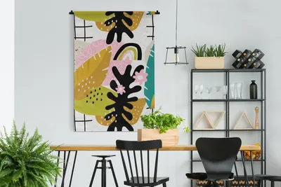 Produktbild von MuchoWow® Wandteppich Wandbehang Blatt - Muster - Dschungel 120x180 cm Tapisserie Dekoration Wandtuch - Schlafzimmer - Dekorationen für das Haus