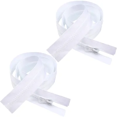 Reißverschluss 2 Stück, Plastik, Weiß, 50 cm, für Nähen & Basteln