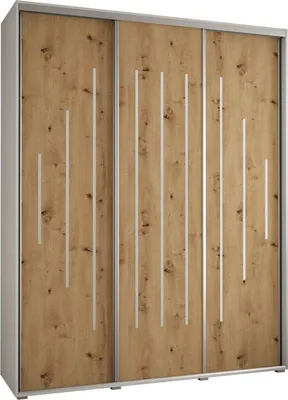 Produktbild von MEBLE KRYSPOL Cannes 12 Schrank mit 3 Schiebetüren - 205,2x190x60 cm - Weiß Artisan Silber