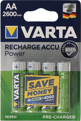 Obrázok produktu pre 1x4 akumulátorové batérie Varta AA NiMH 2600 mAh Mignon