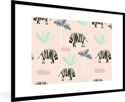 Produktbild von MuchoWow® MuchoWow® Gerahmtes Poster Zebra - Baum - Pastell 90x60 cm - Poster mit zchwarzem Bilderrahmen - Wanddekoration - Fotos