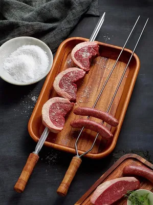 Imagen del producto de Brochetas para parrilla Tramontina, acero inoxidable, madera, acero inoxidable, madera, madera, 550 mm