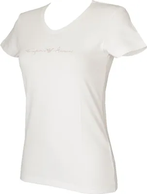 Produktbild von EMPORIO ARMANI Kurzarm-Stretch-T-Shirt für Frauen mit V-Ausschnitt Artikel 163321 1P223 T-SHIRT S / S V NECK, XL - IT 5 / US / UK  XL / CN 170/100Y, Cotone 95%,Elasthan 5%