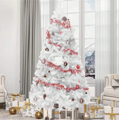 Produktbild von 182cm Weißer Weihnachtsbaum, mit 880 Spitzen, Naturgetreu, Kieferbaum mit Metallständer, Dekobaum Christbaum, Φ115cm