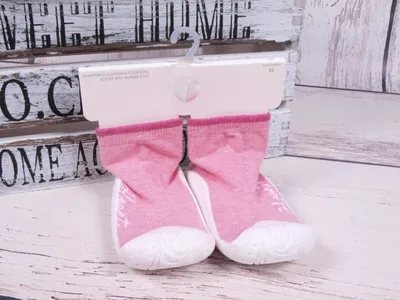 Obrázek produktu pro Ponožkoboty capáčky barefoot bosé bačkůrky ponožky s gumovou stélkou YO OB136 růžové se srdíčkem 23