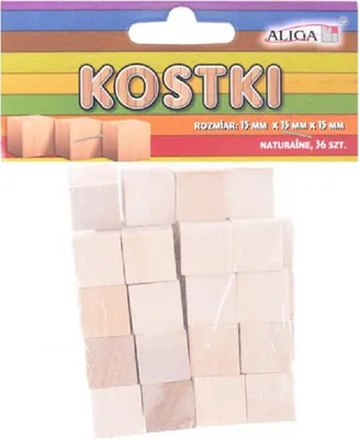 Obrázok produktu pre Drevené kocky, prírodné 15 x 15 x 15 mm - 36 ks