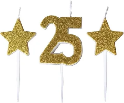 Produktbild von Geburtstagskerzen „25“ mit Sternchen – GoParty