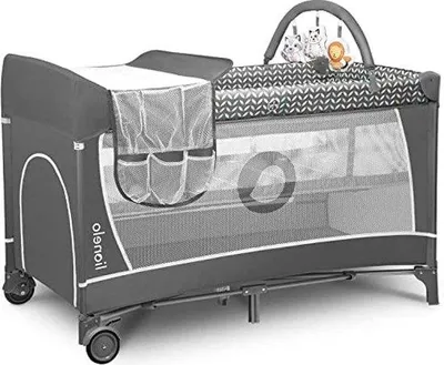 Image de Lit de voyage 2 en 1, gris, 11 kg, à plis multiples, avec tablette