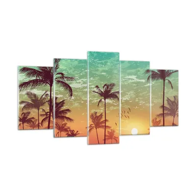 Produktbild von Bilder auf glas - Horizont Küste Kokosnuss Himmel - 160x85cm - Glasbilder - Wandbilder - Kunstdruck - zum Aufhängen bereit - Wanddekoration aus Glas - Glas Bilder - Wandbild auf Glas - GEA160x85-3121
