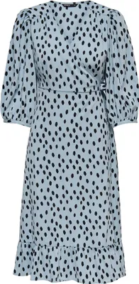 Produktbild von ONLY Wickelkleid 'Olivia', 15253350, Blue Fog / Uneven Dots, Gr. M