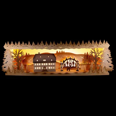 Produktbild von Schwibbogenerhöhung Seiffener Schule mit Schwibbogen (57x17cm) von Tietze Erzgebirgsdesign