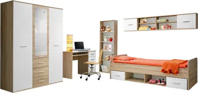 Productafbeelding van Jeugdkamer DENVER: kledingkast met 3 deuren, bed, boekenkast, bureau, plank