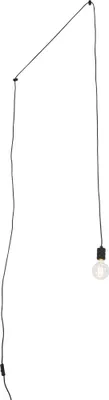 Zdjęcie produktu dla QAZQA – designerska lampa wisząca I lampa wisząca I minimalistyczna lampa wisząca czarna 1-punktowa z wtyczką – Cavalux I salon I sypialnia – stal podłużna – odpowiednia do żarówek LED E27