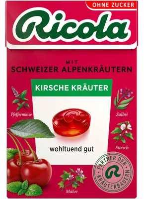 Produktbild von Ricola Kirsche Kräuter ohne Zucker 50g