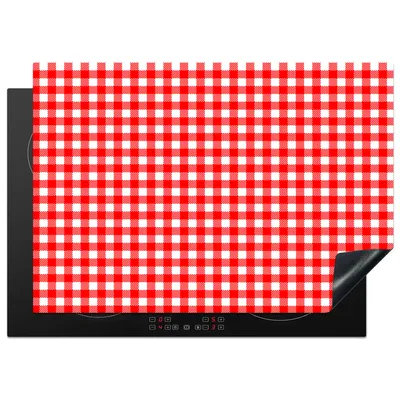 Produktbild von KitchenYeah© Herdabdeckplatte Rot - Rustikal - Muster , 75x52cm, Küche Deko, Glaskeramikkochfeld Herdabdeckung, Abdeckplatte fùr Kochfeld