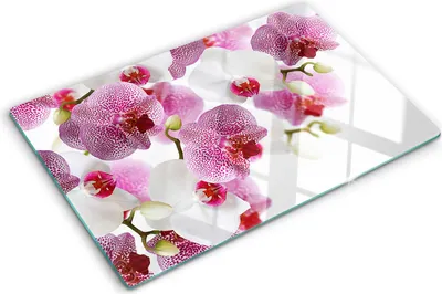Imagen del producto de Cubierta para placa de cocina – Cubierta para placa de inducción – Placa de protección de vidrio – 80x52 cm – Placas de protección de vidrio para cocina – Vidrio templado – Orquídea