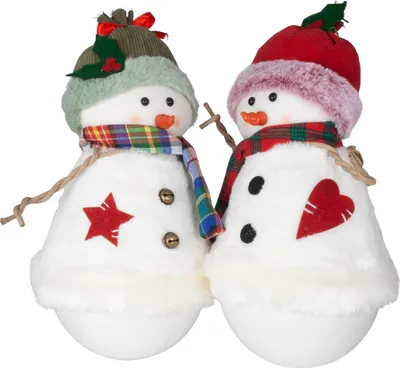 Produktbild von Schneemann 38cm stehend, Pärchen, 2er Set Dekofigur Weihnachten