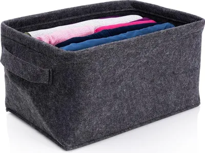 Produktbild von Schwarzer Aufbewahrungskorb aus Filz mit Griff und zusammenklappbarem Design