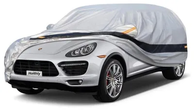 Zdjęcie produktu dla Pokrowiec samochodowy do Porsche Cayenne (2002-2024), 10-warstwowy, wodoodporny, z ochroną UV, kolor srebrny