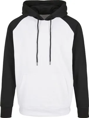 Immagine prodotto di Build Your Brand Basic BB005 - Felpa con cappuccio Raglan Basic con tasca a canguro - Colore: Bianco/Nero - Taglia: XXL