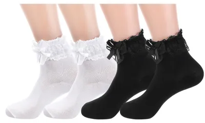Imagen del producto de Solidchoice - 2 pares de calcetines antiarrugas para mujer con encaje