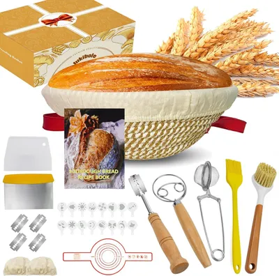 Produktbild von Gärkörbchen 23 cm, für Anfänger, 27-teilig, Brot, mit Griff