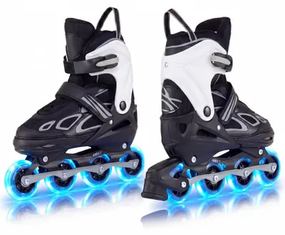Produktbild von KOMFOTTEU Kinder Rollschuhe, Inline-Skates mit 4 Größen verstellbar und 4 leuchtenden Rollen, lustige Rollschuhe mit Lichteffekten für Kinder, Jugendliche, Anfänger, Rollerskates für Indoor und Outdoor(S)