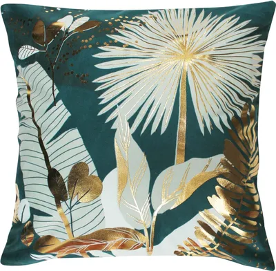 Image de Housse de coussin 40 x 40 cm Feuilles de prusseor vert