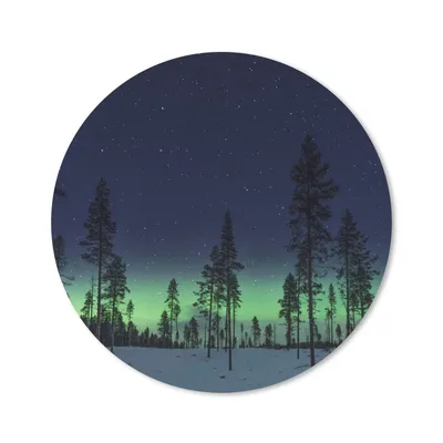 Produktbild von MuchoWow® Mauspad Mousepad Nordlicht - Schnee - Bäume - Natur - Grün 20x20 cm - Mousepads - Maus Mat - Pad - Mausunterlage - Schreibtischmatte
