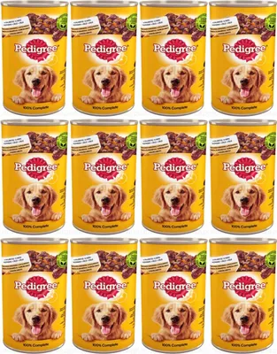 Produktbild von Pedigree Adult Nassfutter für Hunde in Dose mit Huhn und Karotte in Gelee 12 x 1200g