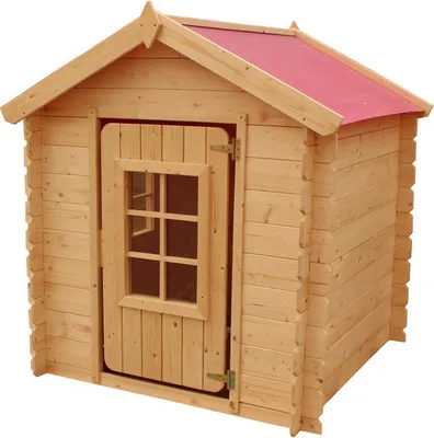 Produktbild von Spielhaus Happy Park Rot - 1,05 x 1,05 Meter aus 13 mm Blockbohlen