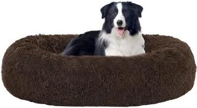 Produktbild von Orthopädisches Hundebett, rundes Hundekissen, Hundesofa, Kätzchenbett, Donut, knuddeliger Hundekissen, waschbar, 90 cm Ø, braun