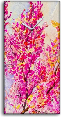 Produktbild von Wandbild Leinwand Bilder mit Uhr Geräuschlos 30x60 Aquarell Malerei Baum blätter - weiße Hände