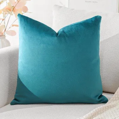 Obrázek produktu pro Ibenzoa® – Kvalitní sametový povlak na polštář, 40 x 40 cm, modrozelený – dekorativní povlak na polštář pro pohovku a postel se skrytým zipem