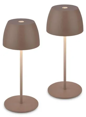 Produktbild von Briloner Serina Mini Mini LED Tischlampe kabellos IP44, 2er Set, Dimmbar, Touch, Spritzwasserschutz, Kabellos, Umbrasand, Ø8 x 20 cm
