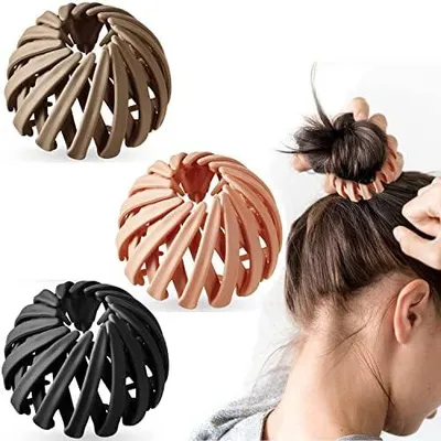 Produktbild von 3 Haarspangen für Damen im Vintage-Stil, große Vogelnest-Haarclips mit Haargreifer, Haarschmuck für Mädchen und Damen, einfarbig
